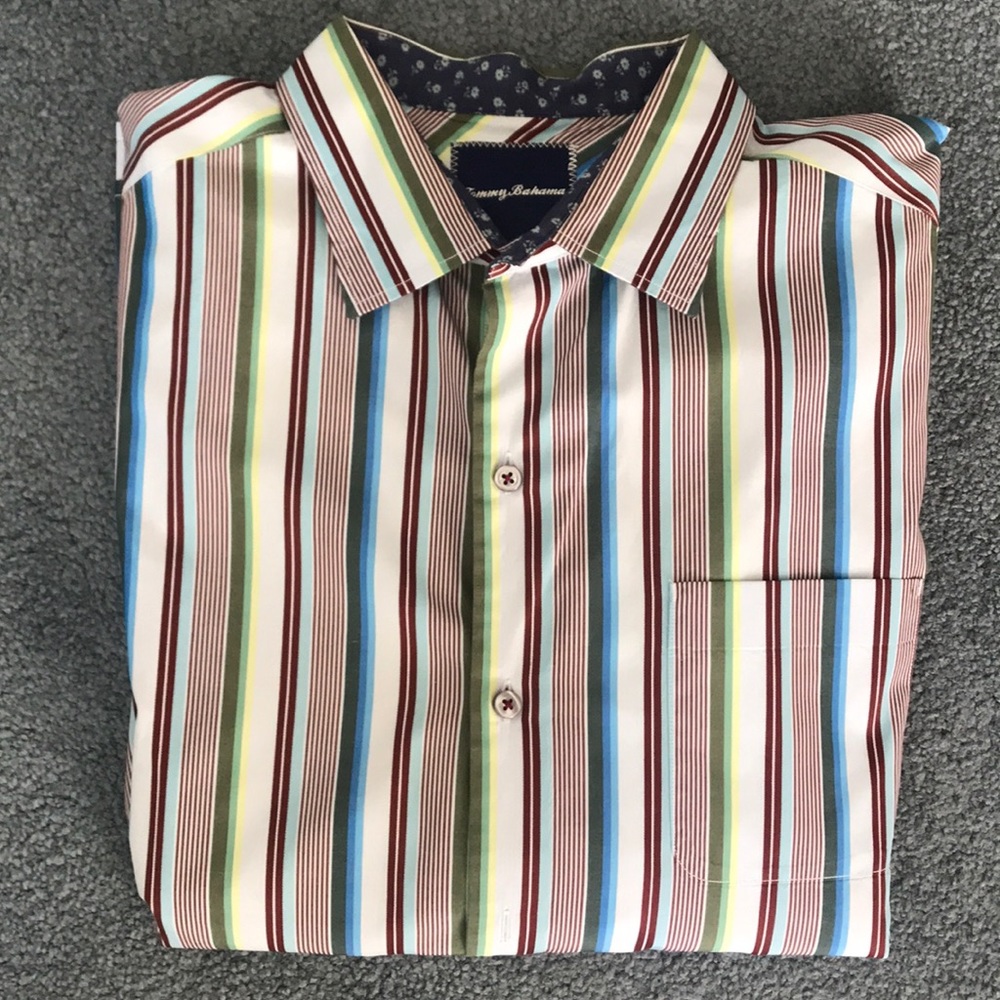 Tommy Bahama Striped Button Down Shirt. Size L.